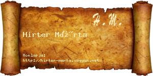 Hirter Márta névjegykártya